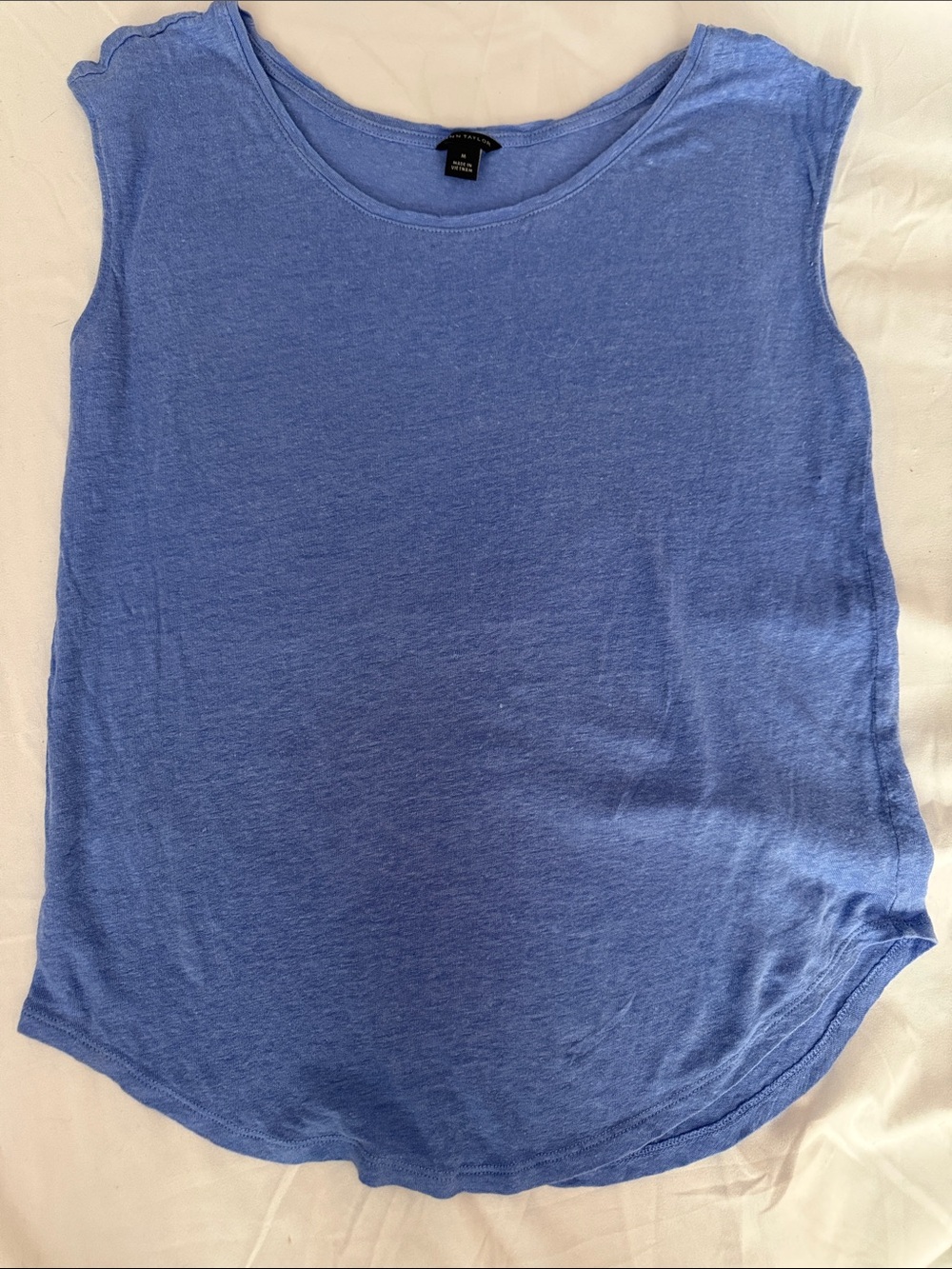 Ann Taylor Periwinkle Blue Sleeveless Scoop Neck Linen Tank